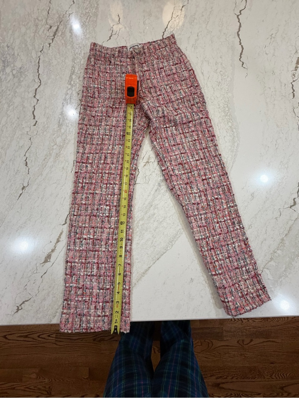 Textured Pink Tweed pants